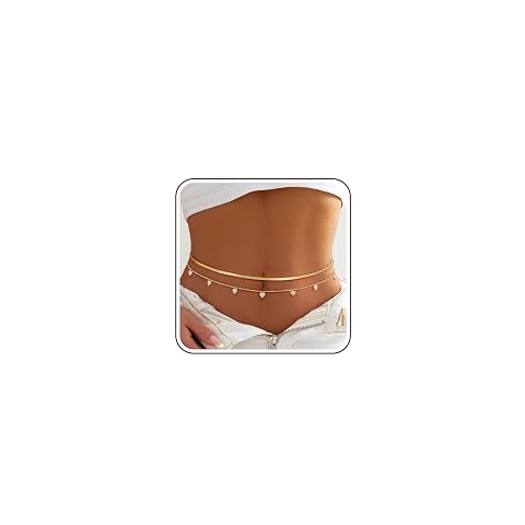 Deux chaînes de taille dorées avec pendentif amour et détails en zircone, posées sur une pierre claire.