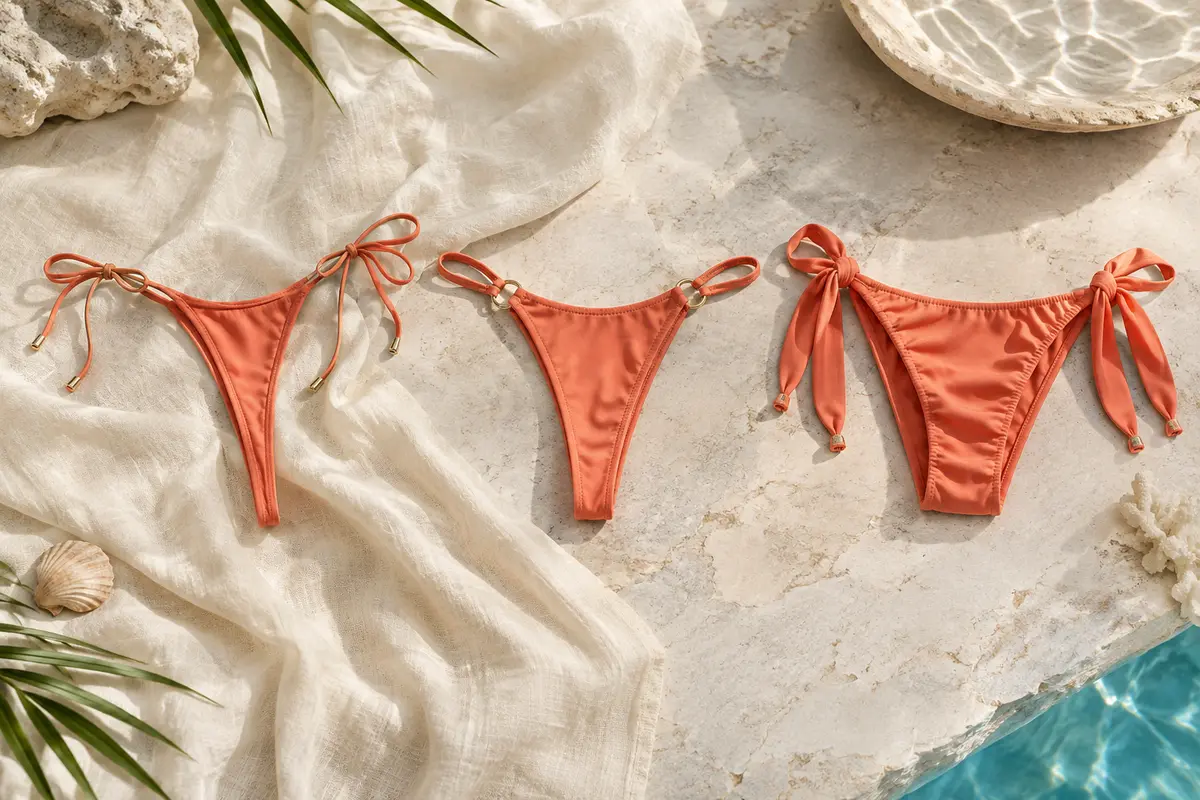 Bas de bikini séparés de formes string, tanga et brésilienne